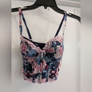 Victoria's Secret Floral Lace Top in Pink and Blue  DREAM ANGELS